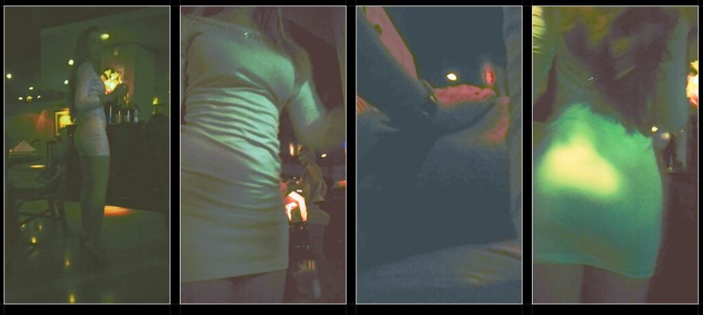 escort in white cocktail dress in lisbon club