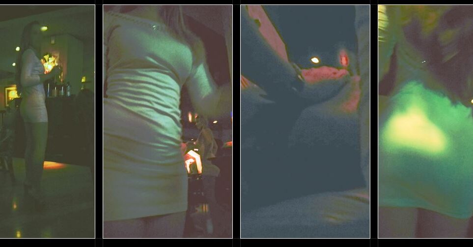 escort in white cocktail dress in lisbon club